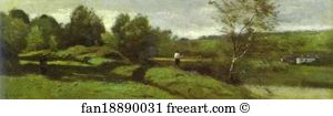 Shirt Art Print - Landscape With A Boy In A White Shirt