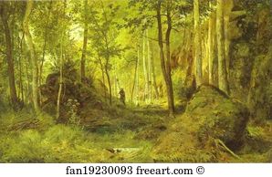 Valaam Art Print - Landscape With A Hunter. Valaam Island