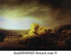 Arch Art Print - Landscape With A Long Arched Bridge