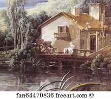Watermill Art Print - Landscape With A Temple And A Watermill. Detail