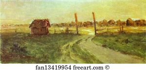 Uzbek Art Print - Landscape With An Izba
