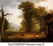 Cattle Art Print - Landscape With Cattle