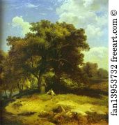 Landscape With Oaks Art Print - Landscape With Oaks