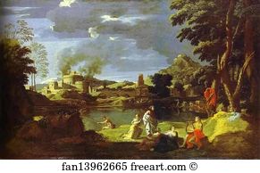 Poussin Art Print - Landscape With Orpheus And Eurydice