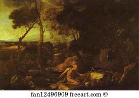 Landscape With St Jerome Art Print - Landscape With St. Jerome