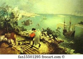 Elderly Art Print - Landscape With The Fall Of Icarus