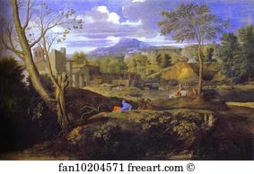 Nicolas Poussin Art Print - Landscape With Three Men
