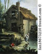 Washerwomen Detail Art Print - Landscape With Washerwomen. Detail