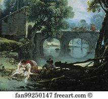 Washerwomen Detail Art Print - Landscape With Washerwomen. Detail