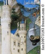 Mehun Art Print - Les Trä�s Riches Heures Du Duc De Berry. The Temptation Of Christ. Mehun-Sur-Yevre Castle. Detail