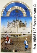 Duc Art Print - Les Trä�s Riches Heures Du Duc De Berry. October. Louvre Palace