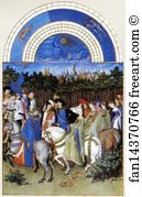 Neste Art Print - Les Trä�s Riches Heures Du Duc De Berry. May. Hotel De Neste, The Duke's Paris Residence