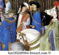 The Dukes Paris Residence Detail Art Print - Les Trä�s Riches Heures Du Duc De Berry. May. Hotel De Neste, The Duke's Paris Residence. Detail