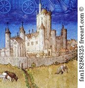 Duc Art Print - Les Trä�s Riches Heures Du Duc De Berry. August. Chateau D'etampes. Detail