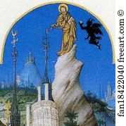 Chantilly Art Print - Les Trä�s Riches Heures Du Duc De Berry. The Temptation Of Christ. Mehun-Sur-Yevre Castle. Detail