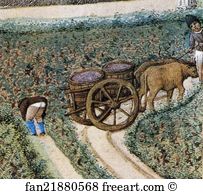 Saumur Art Print - Les Trä�s Riches Heures Du Duc De Berry. September. Château De Saumur. Detail