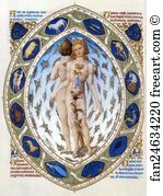 Le Mans Art Print - Les Trä�s Riches Heures Du Duc De Berry. Anatomical Zodiac Man