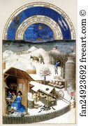 Chantilly Art Print - Les Trä�s Riches Heures Du Duc De Berry. February