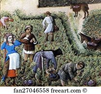 Saumur Art Print - Les Trä�s Riches Heures Du Duc De Berry. September. Château De Saumur. Detail