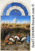 December Art Print - Les Trä�s Riches Heures Du Duc De Berry. December. Chateau De Vincennes