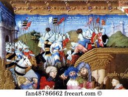 Including Art Print - Les Trä�s Riches Heures Du Duc De Berry. January. A New Year's Day Feast Including Jean De Berry. Detail