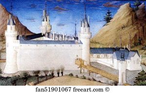 Poitiers Art Print - Les Trä�s Riches Heures Du Duc De Berry. July. Palais Poitiers. Detail