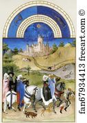 Duc Art Print - Les Trä�s Riches Heures Du Duc De Berry. August. Chateau D'etampes