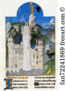 Mehun Art Print - Les Trä�s Riches Heures Du Duc De Berry. The Temptation Of Christ. Mehun-Sur-Yevre Castle