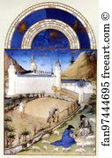 Poitiers Art Print - Les Trä�s Riches Heures Du Duc De Berry. July. Palais Poitiers