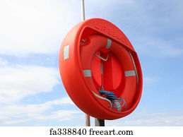 Free art print of Life buoy decoration. Life buoy decoration on blue