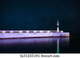 Free Art Print Of Lighthouse At Night Freeart Fa
