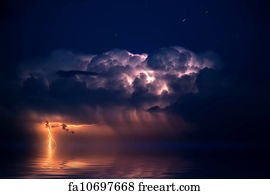 Free art print of Lightning storm over the. Lightning storm in the