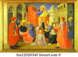 Marks Art Print - Linaiuoli Tabernacle, Predella: Peter Preaching With Mark