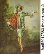 1717 Oil On Canvas Louvre Art Print - L'indifférent (The Casual Lover)
