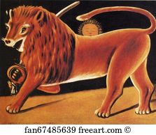 Oil On Oilcloth State Art Museum Of Georgia Art Print - Lion And Sun