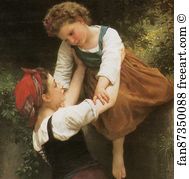 1872 Oil On Canvas Private Collection Art Print - Little Marauders. Detail