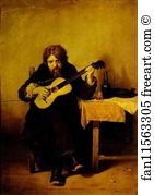 Guitarist Art Print - Lonely Guitarist