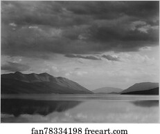 Cloud Art Print - Looking Across Lake To Mountains And Clouds, "evening, Mcdonald Lake, Glacier National Park, " Montana. Photographs Of National Parks And Monuments, Compiled 1941 - 1942, Documenting The Period Ca. 1933 - 1942.
