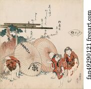 Gaming Art Print - Lost-Love Shell (Katashigai)from The Series 'a Shell-Matching Game With Genroku Thirty-Six Linked Verses (Genroku Kasen Kai-Awase)'