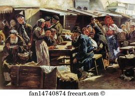 Painted Art Print - Lunch. Study For The Painting "flea Market In Moscow"