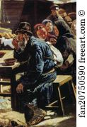 Flea Market Art Print - Lunch. Study For The Painting "flea Market In Moscow". Detail