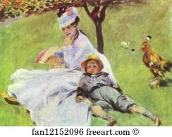 1874 Oil On Canvas Art Print - Madame Monet With Her Son