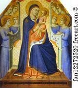 Pietro Lorenzetti Art Print - Madonna And Child Enthroned With Eight Angels