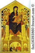 Madonna And Child Enthroned With Four Angels Art Print - Madonna And Child Enthroned With Eight Angels And Four Prophets (Maestà)