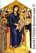 Madonna And Child Enthroned With Two Angels Art Print - Madonna And Child Enthroned With Two Angels And St. Francis And St. Dominic