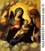 Glory Art Print - Madonna And Child In Glory With Angels