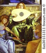 Madonna And Child Detail Art Print - Madonna And Child, Three Musical Angels, And Ss. Francis, John The Baptist, Job, Dominic, Sebastian, And Louis Of Toulouse, Known As The St. Job (Giobbe) Altarpiece. Detail