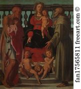 Jerome And Francis Art Print - Madonna And Child With Ss. Jerome And Francis And Two Angels