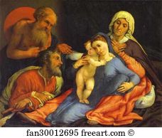 Madonna And Child With St Jerome Art Print - Madonna And Child With St. Jerome, St. Joseph And St. Anne