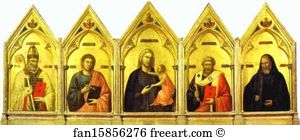 St Benedict Art Print - Madonna And Child With St. Nicholas, St. John The Evangelist, St. Peter And St. Benedict (Badia Polyptych)